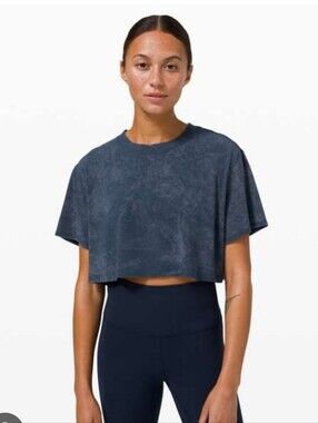 lululemon athletica Mineral-Wash Cropped Tee - Slate Navy